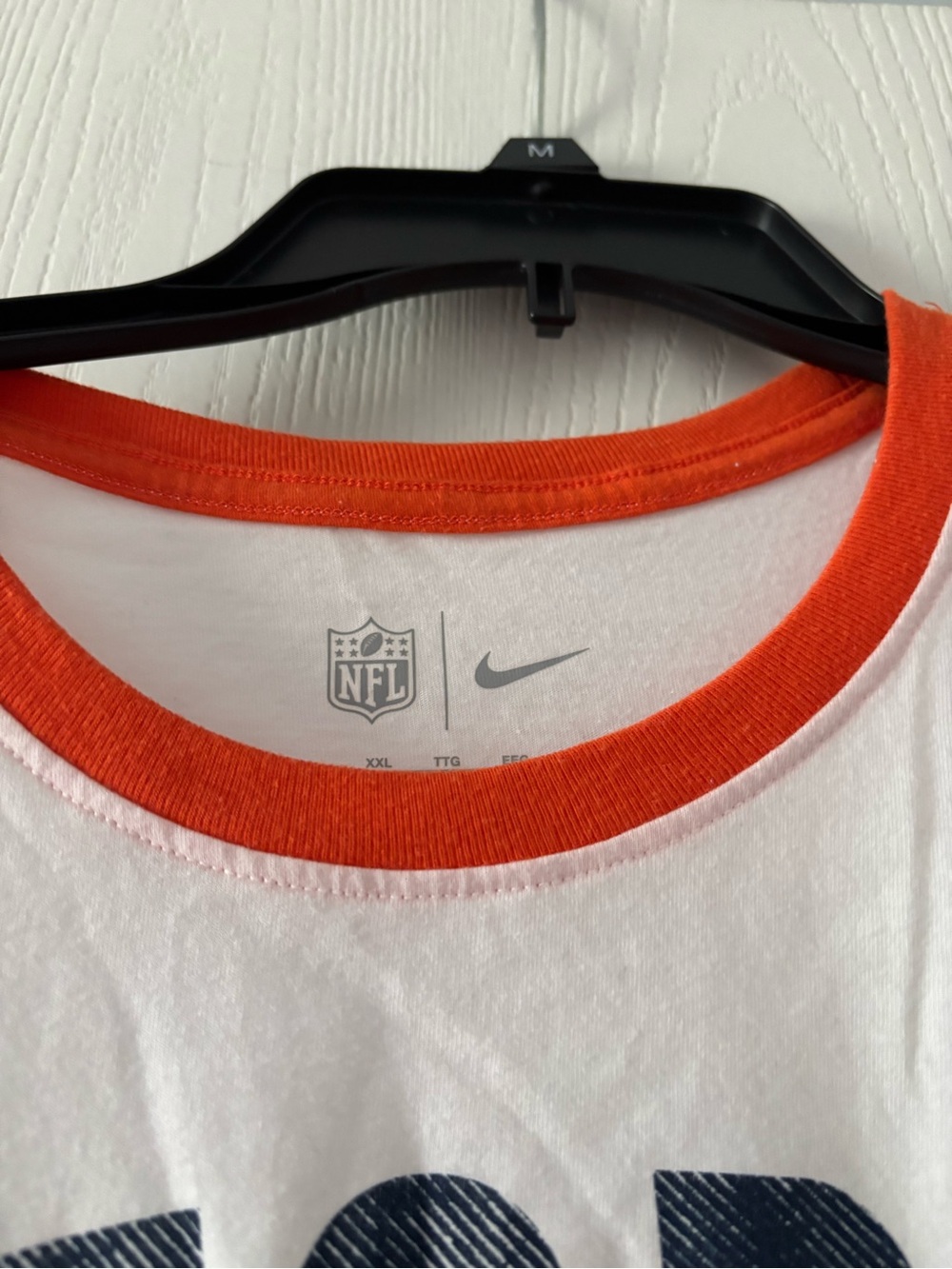 Nike White Chicago bears Tee with Orange Ribbed Neckline